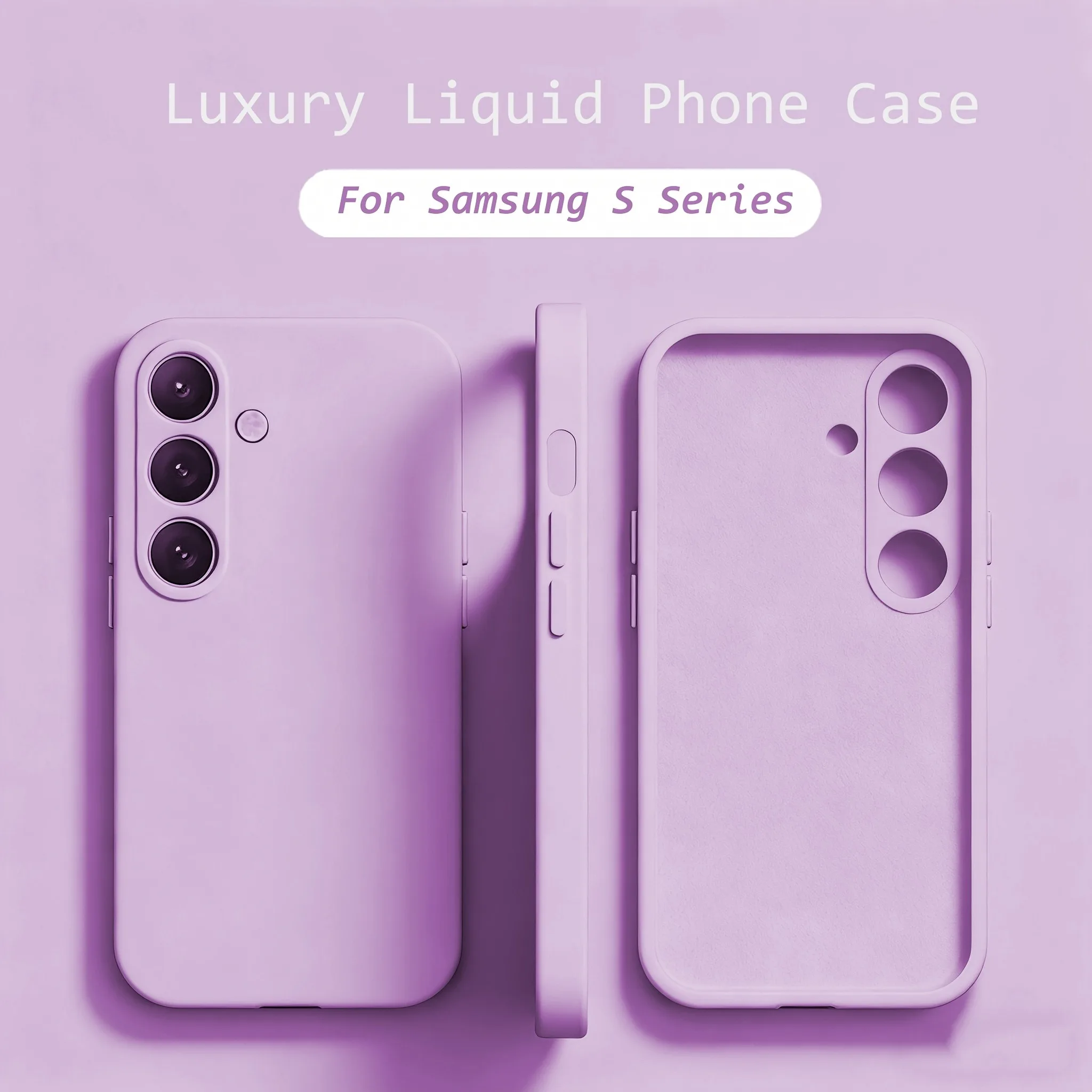 Capa De Silicone Líquido Para Celular Samsung Galaxy S25 (roxo Grama), Capa Protetora À Prova De Choque.