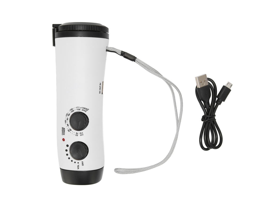 Rádio com Manivela, Multifuncional, Portátil, Fm/am, Previsão do Tempo, Lanterna Led e Alça de Pulso para Uso Externo AQUAFORGE