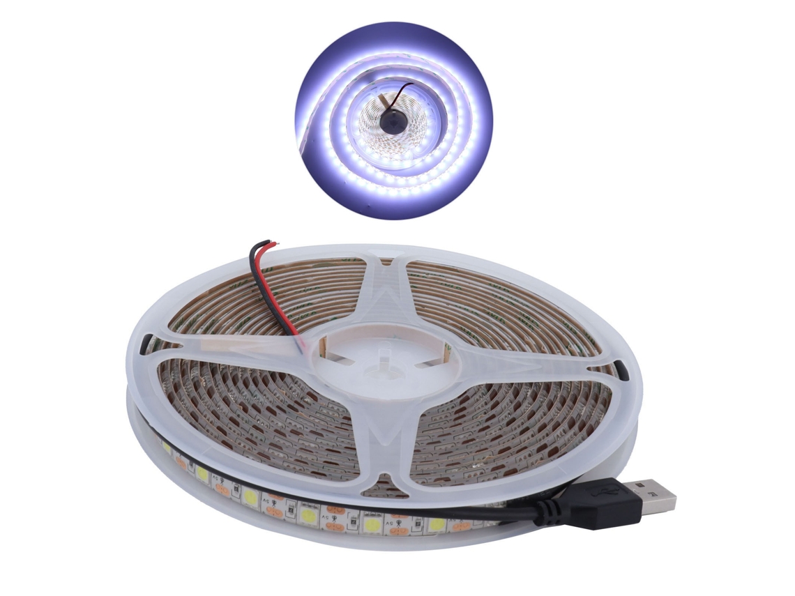 Fita de luz LED 5m 15W USB à prova d'água, flexível, para decoração de shopping, gabinetes e computadores