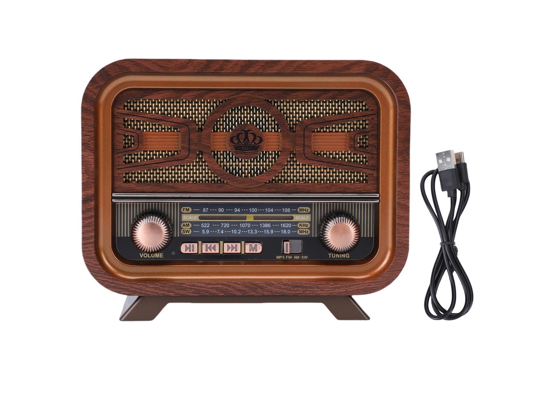 Rádio Retrô EOOCOO (reprodução Via Bluetooth, Recarregável)