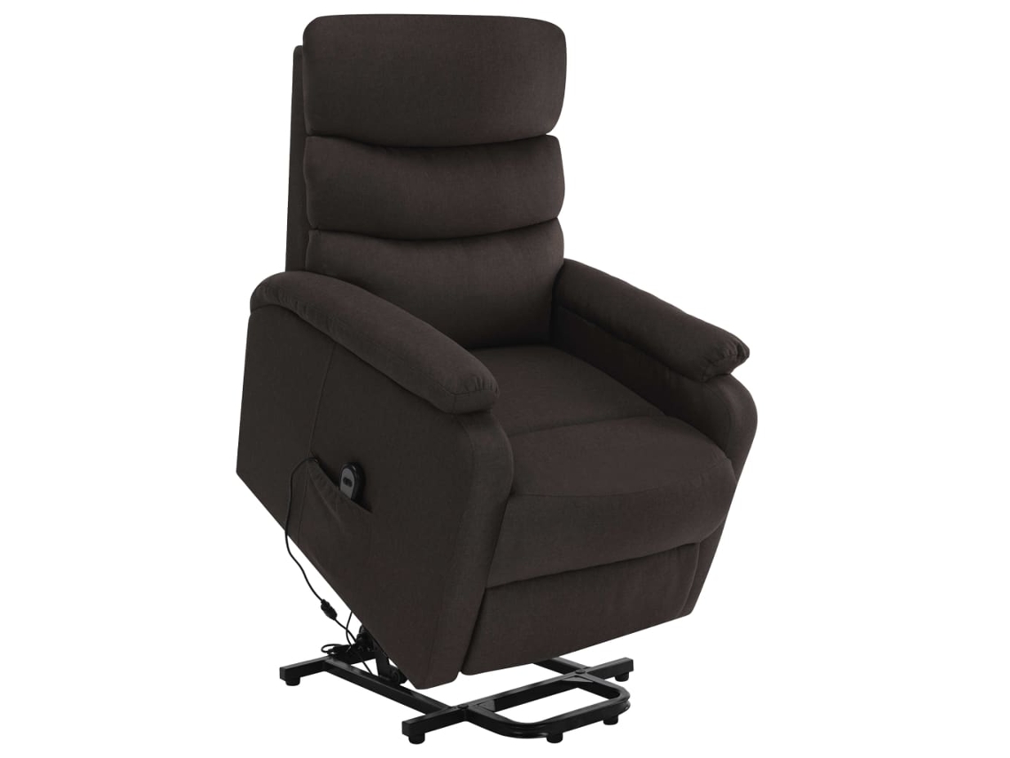 Vidaxl Poltrona Elevatória De Massagens Tecido Castanho-escuro