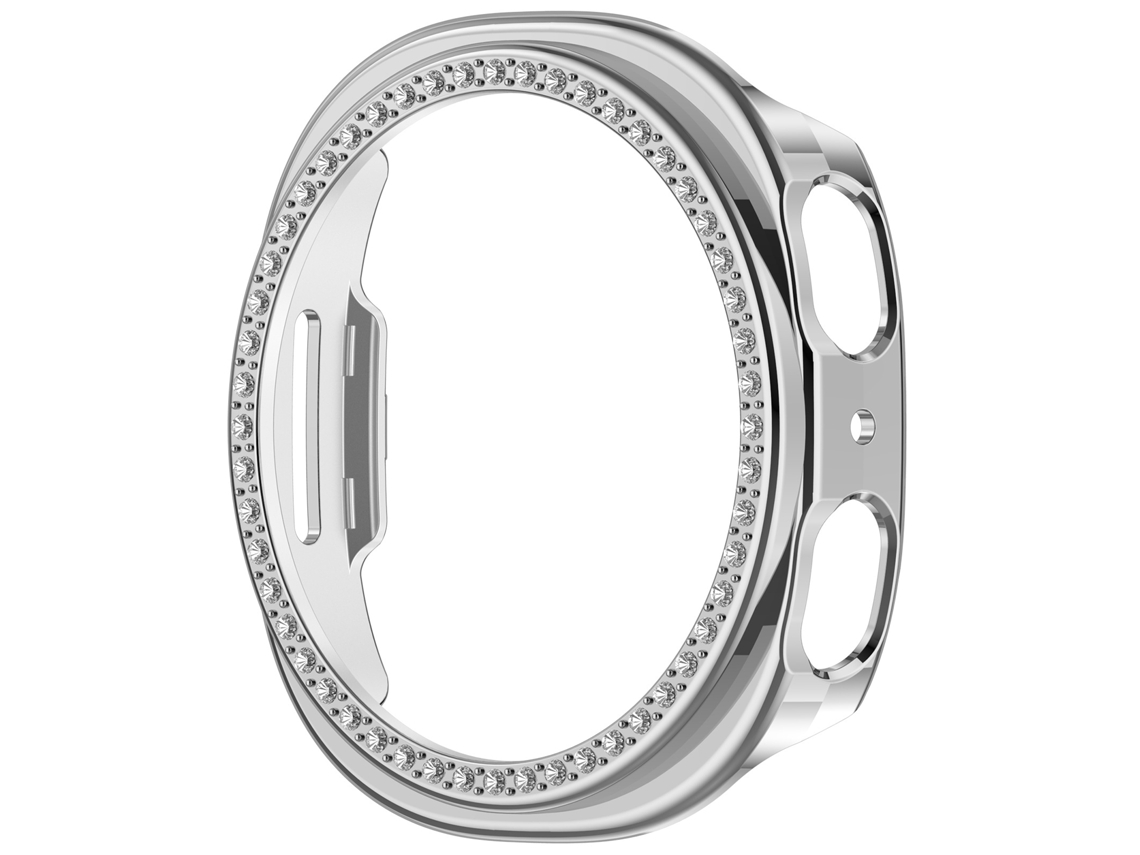 Capa Para Samsung Galaxy Watch 8/9 44mm, Protetora Em Pc Rígido Brilhante E Bumper Anti-impacto Prateado Panoona