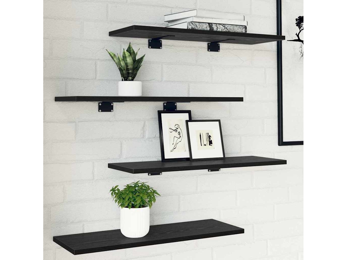 Vidaxl Estante De Prateleira 3 Níveis 4 Unid. 60 X 20 X 1,5 Cm Preto