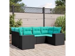 Vidaxl Conjunto De Sofá De Jardim Com 6 Peças E Almofadas Em Rattan Sintético Preto