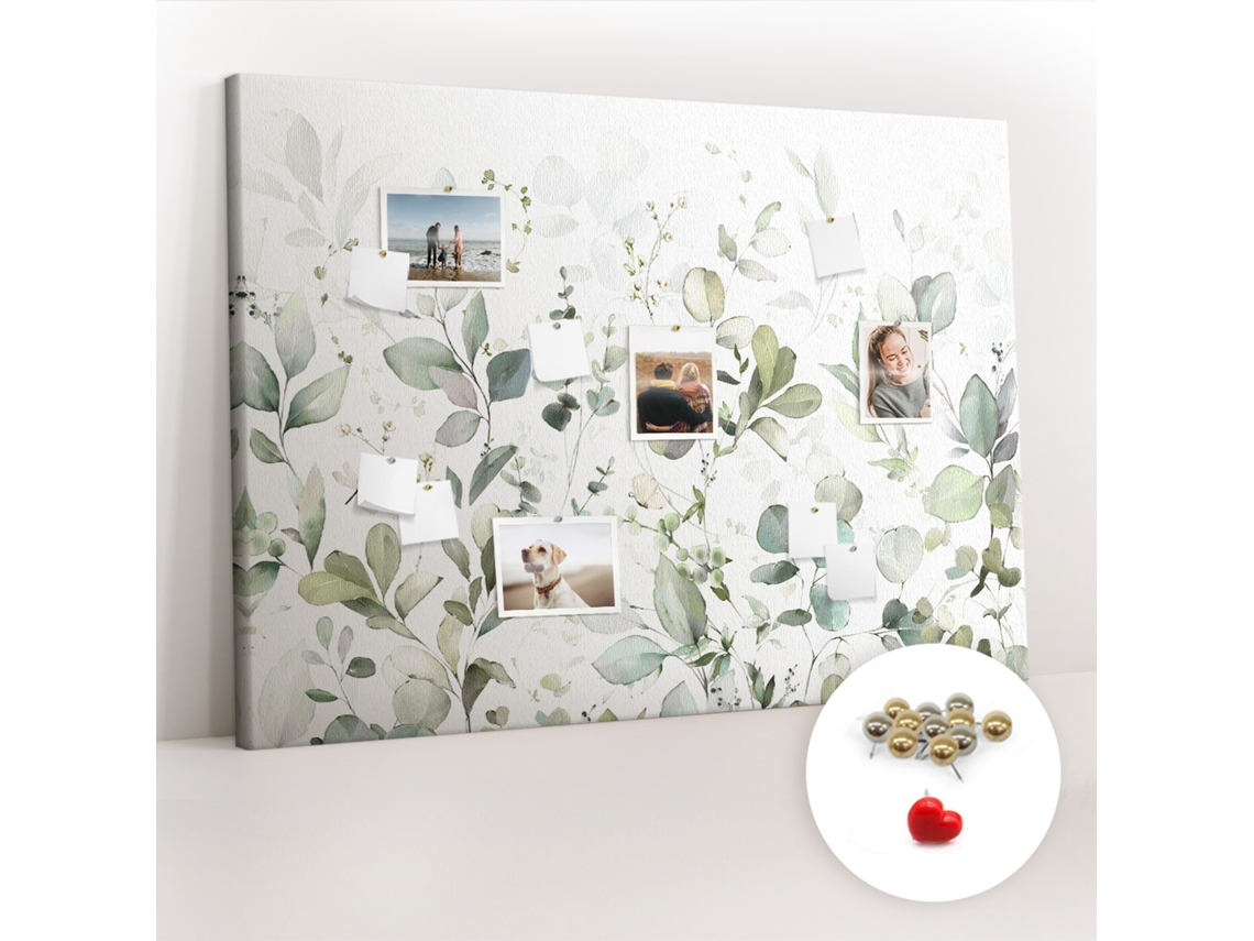 Quadro De Cortiça Plantas E Folhas Para A Sala De Estar Espelharte (140x100 Cm)