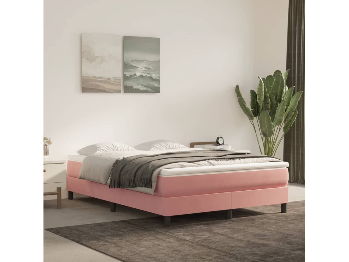 Vidaxl Colchão De Molas Ensacadas Firmeza Média 140x200x20 Cm Veludo Rosa