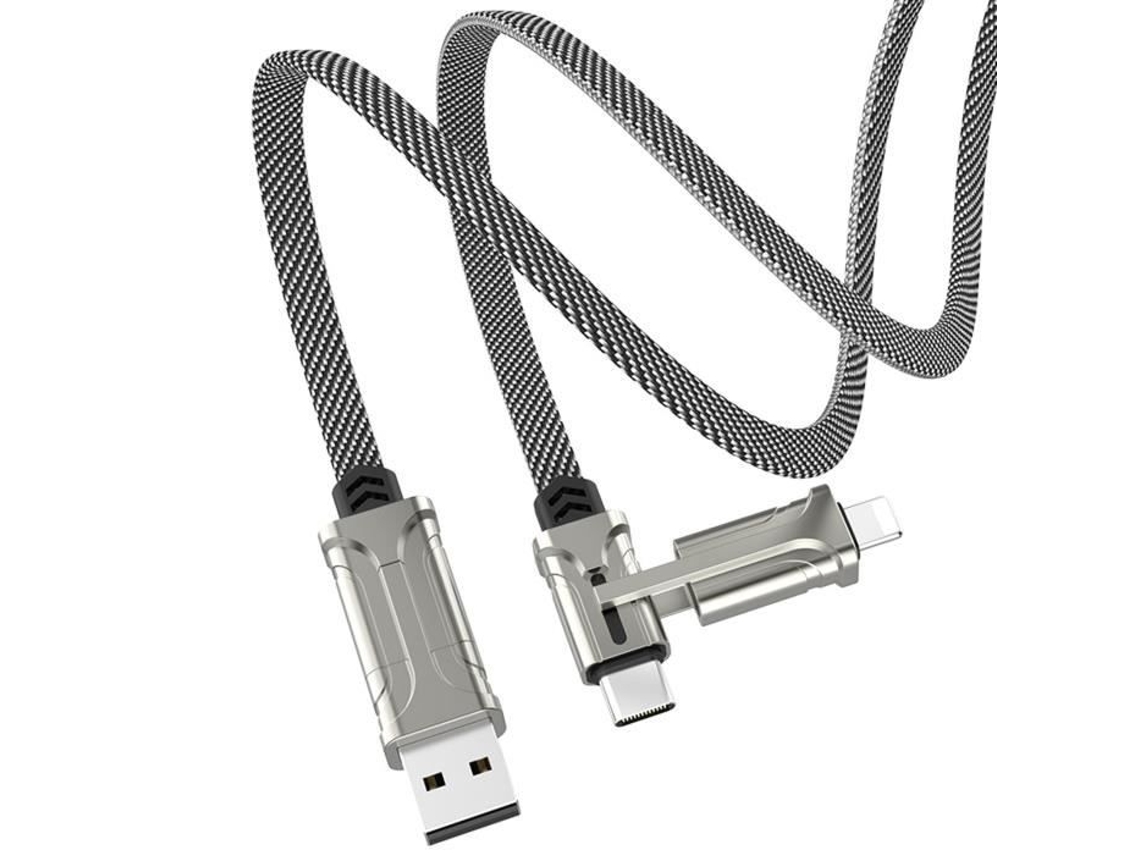 HURRISE 4 em 1 Tipo C Pd 60W Cabo de Carregamento Rápido para Ios
