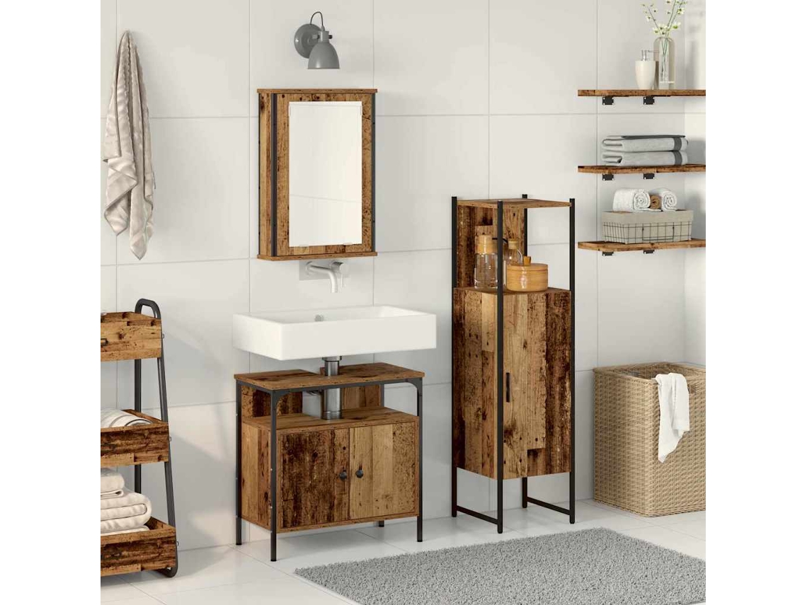 Vidaxl Conjunto De Móveis Para Banheiro 3 Unid. Castanho