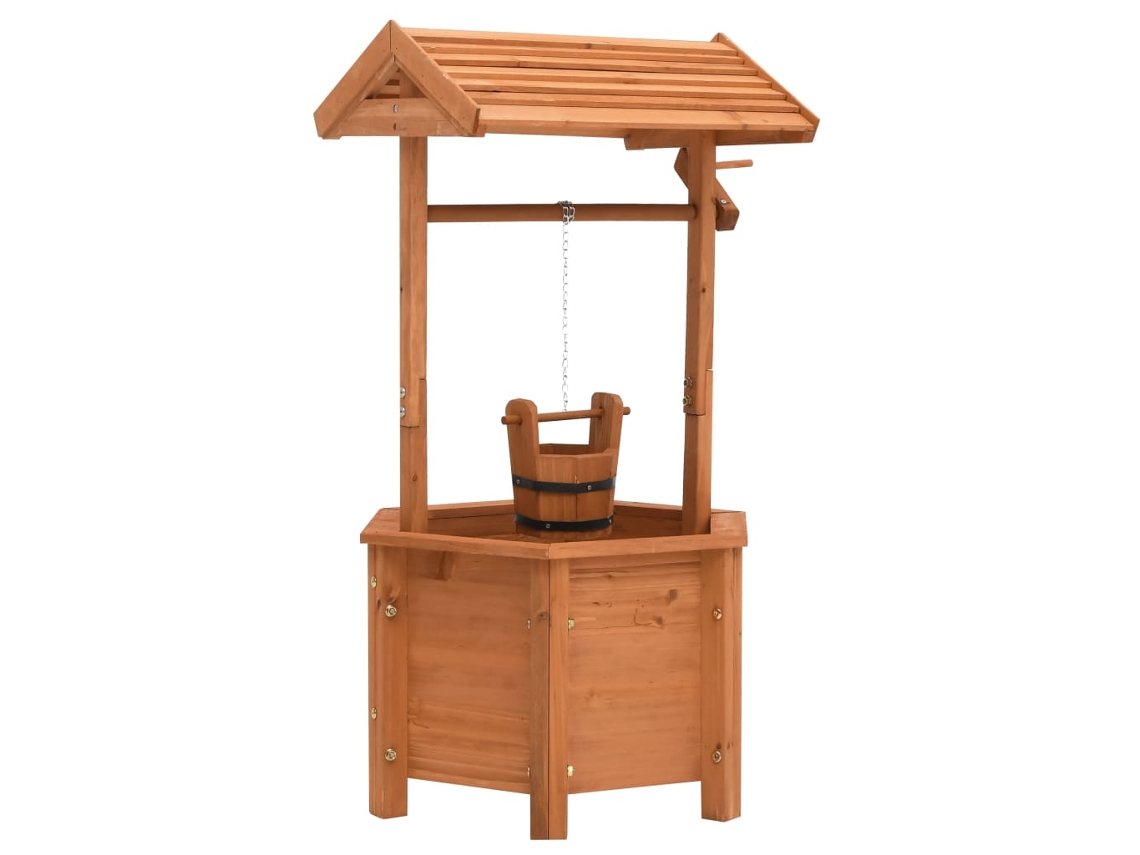 Wishing Well Planter, Wishing Well Planters Vidaxl Marrom Madeira
