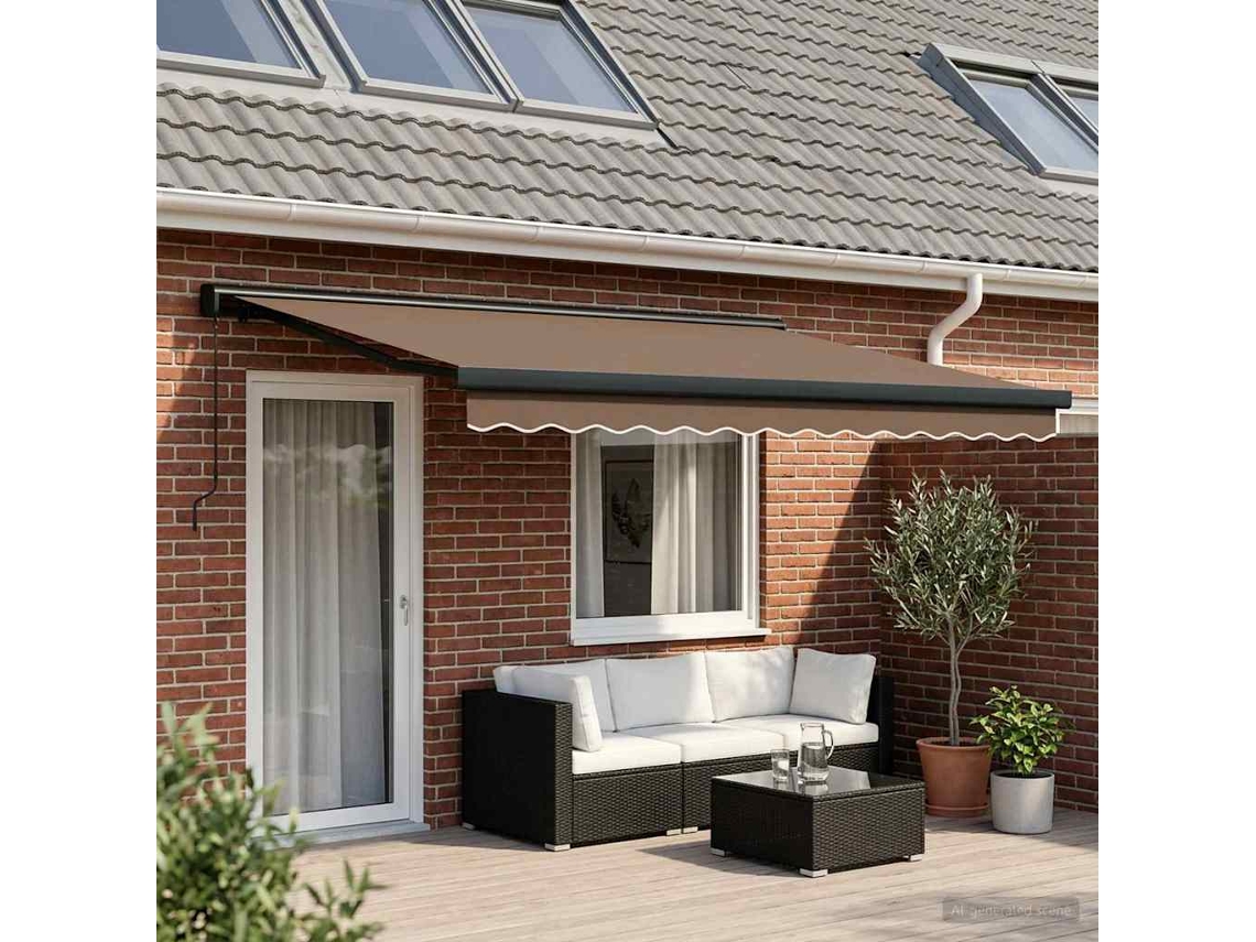 Vidaxl Toldo Retrátil Cinzento-acastanhado 400 × 300 Cm