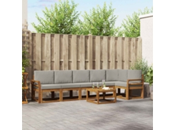 Vidaxl Conjunto De Sofás Para Exterior 7 Unid. Cinza Natural E Claro