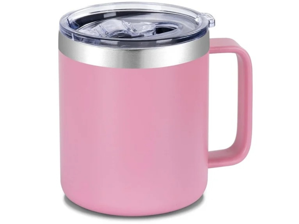 Caneca Térmica De Aço Inoxidável Para Café 350 Ml /12 Oz, Com Parede Dupla E Isolamento A Vácuo, Além De Tampa Deslizante Rosa Hexinyigjly