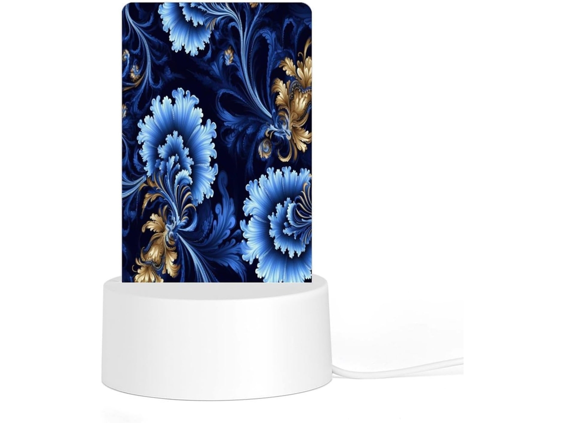 Luminária Noturna De Led Em Acrílico Com Base Plástica Reutilizável E Plugue, Design Clássico Com Estampa Azul