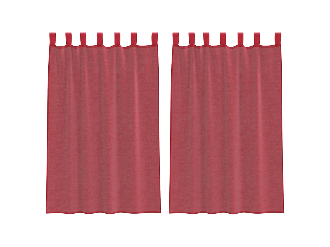 Cortinas de Voile com Laços 2 Pcs Vermelho Tinto 140x175 Cm MAISON EXCLUSIVE