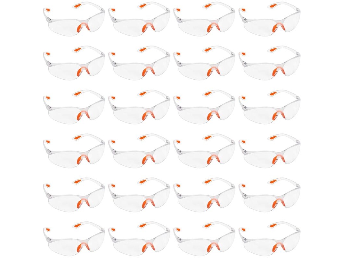Pacote Com 24 Óculos De Segurança Transparentes, Óculos De Segurança Com Lentes Plástico, Ponte Nasal E Hastes Emborrachadas Para Maior Conforto