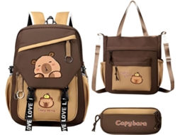 Mochila Capivara Conjunto de Artigos Escolares Fofos Imperme Vel Desenho Animado para Viagens Di Rias Estudantes VAYOTOY