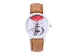 Relógio de Pulso Feminino Analógico de Quartzo com Pulseira Pu Estilo Fashion (bege)