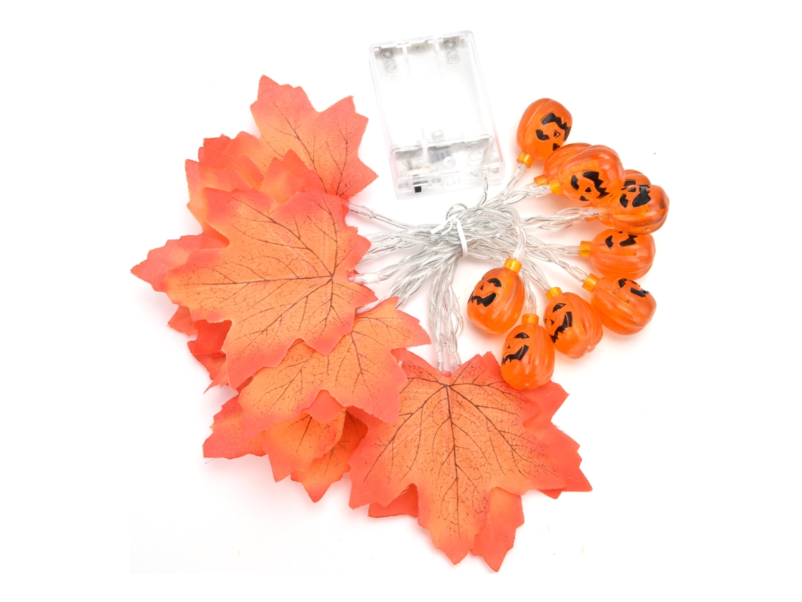 2026 luces de Cadena Led com 20 Leds Abóbora Folha de Maple Vermelha Outono para Interior Exterior Halloween