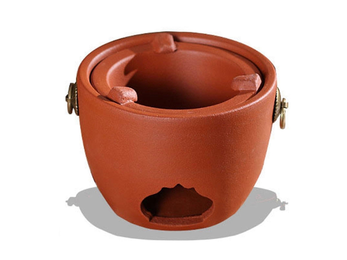 Fogão Vintage De Barro Vermelho Para Carvão, Ideal Para Cozinhar Chá E Grelhar. Churrasqueira Compacta Com Fluxo De Ar.
