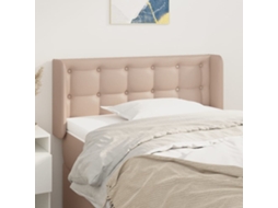 Vidaxl Cabeceira Cama Abas Couro Artificial 103x16x78/88 Cm Cappuccino