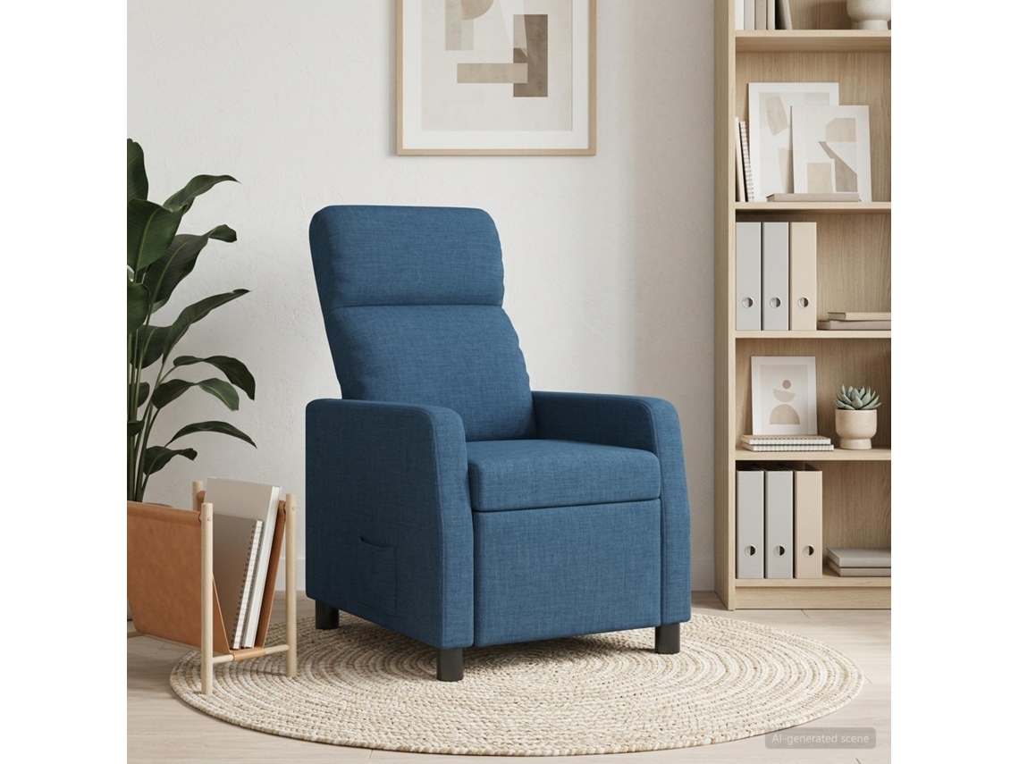 Vidaxl Reclinável Azul Tecido