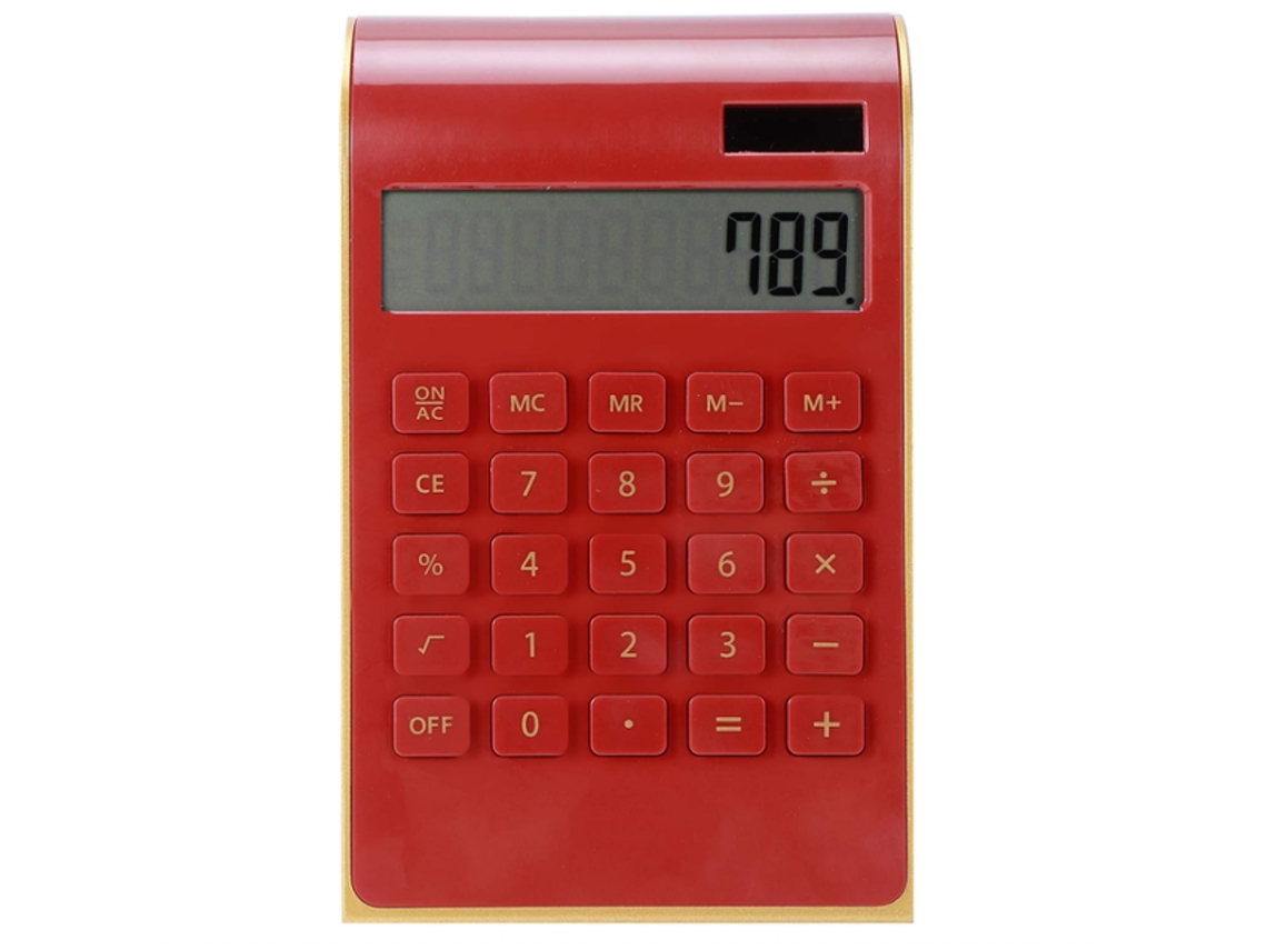 Calculadora Solar Pequena Lcd Inclinado 10 Dígitos Vermelho Dureforward