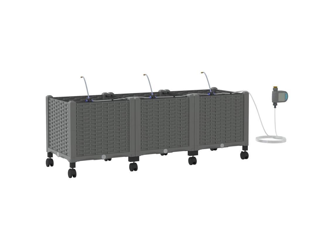 Conjunto 3 Vaso De Jardim Vidaxl Cinzento-claro Polipropileno (120 X 40 X 43,5 Cm)