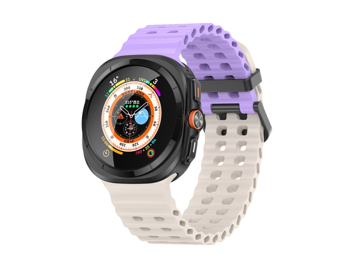 Bracelete para Samsung Galaxy Watch Ultra silicone ocean dupla fileira de furos azul escuro XIAOMOYU (47mm)