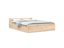Estrutura De Cama Vidaxl Marrom Madeira (205.5x155.5x51 Cm)