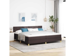 Vidaxl Cama Box Com Almofada Manual Marrom Escuro 200 X 200 Cm Tecido