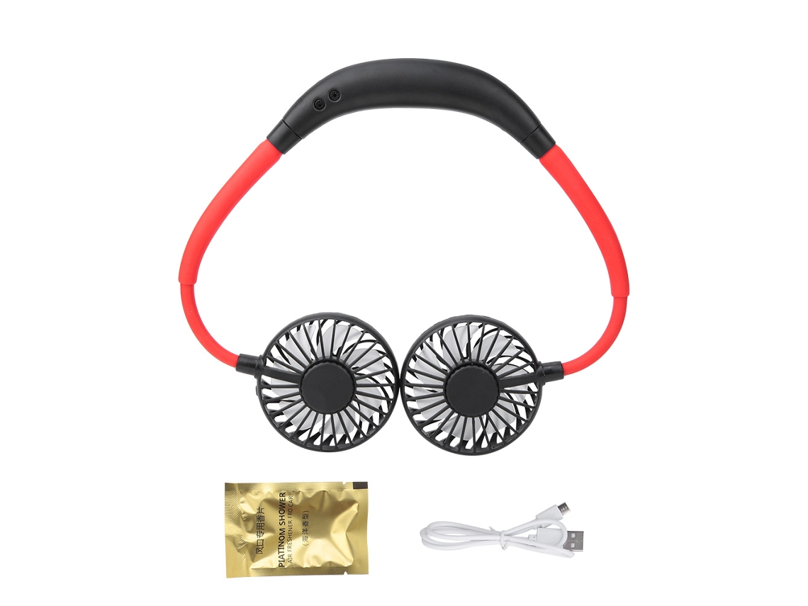Ventilador de Pescoço Usb Portátil Aromaterapia Abs Preto Esportivo