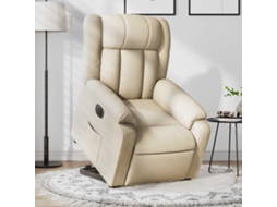 Vidaxl Poltrona Reclinável Elevatória Elétrica Tecido Cor Creme