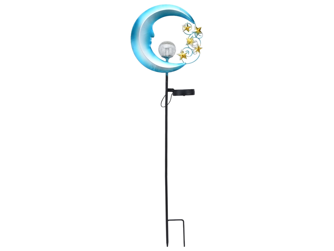 Luz Solar Jardim Ferro Vidro Estrelado Lua Led À Prova Dágua