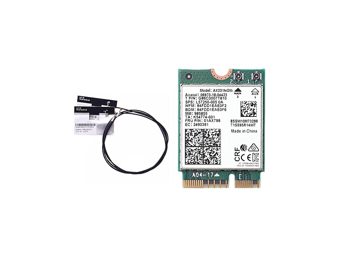 Lurelia Placa Wi-fi M.2 Ngff Ax201ngw Wi-fi 6 3000 Mbps Dual Band 2,4/5 Ghz Bluetooth 5.1 Antena