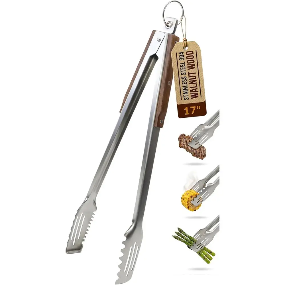 Pinças Para Churrasco De 17 Polegadas: Aço Inoxidável 304 De Alta Resistência, Extra Longas, Com Design De Bloqueio