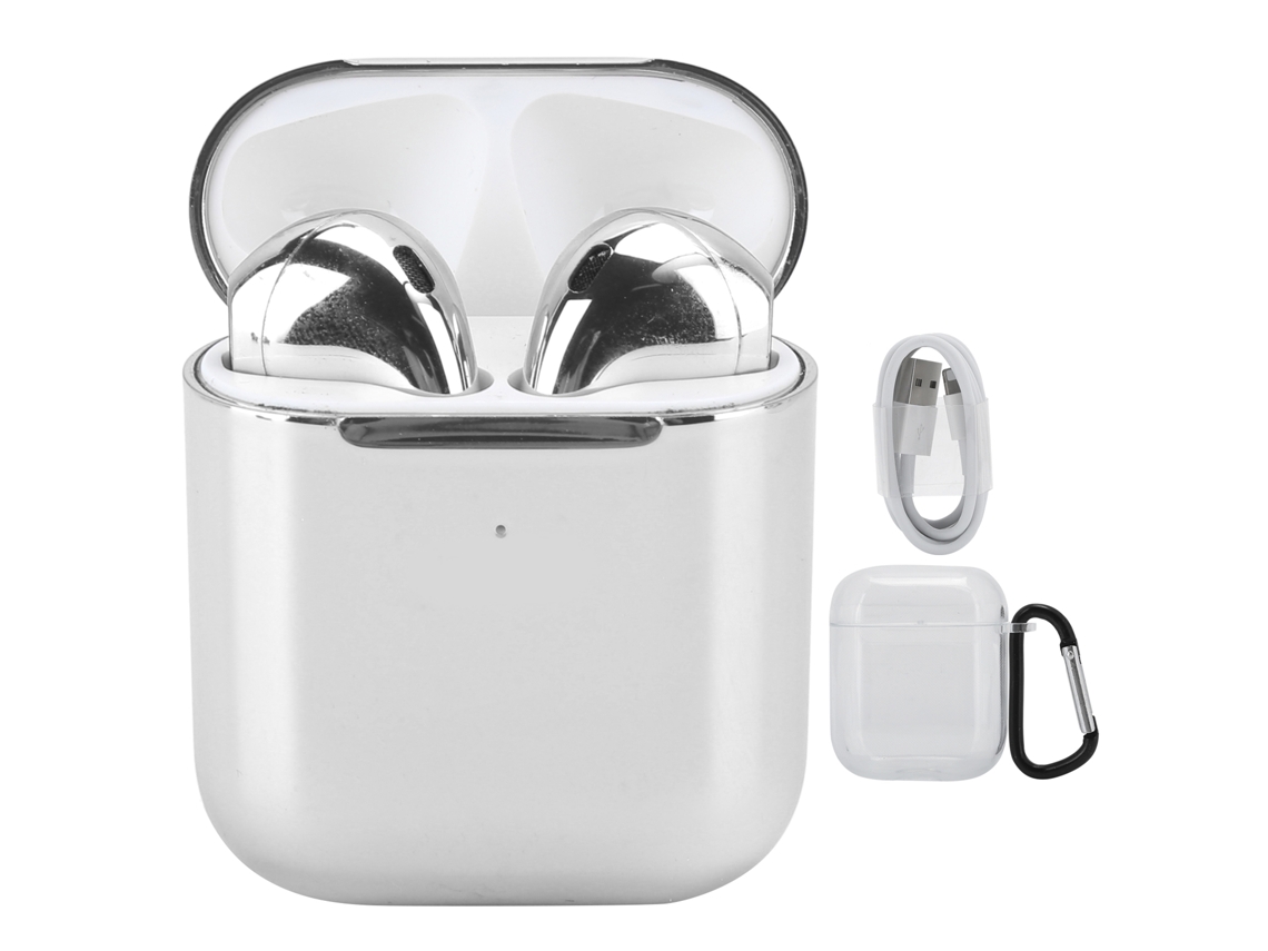 Aetheria fone de Ouvido Tws Bluetooth 5.0 In ear Redução Inteligente de Ruído Dual Channels Touch Controle Carregamento Sem Fio Prata
