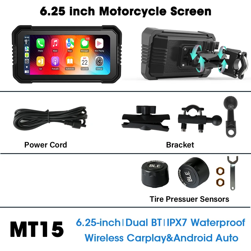 Sistema De Navegação Para Motocicletas (tpms) De 6,25 Polegadas, À Prova D'água E Com Carplay.