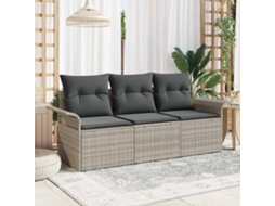 Vidaxl Conjunto de Sofá de Jardim com Almofada 3 Pcs Cinzento claro