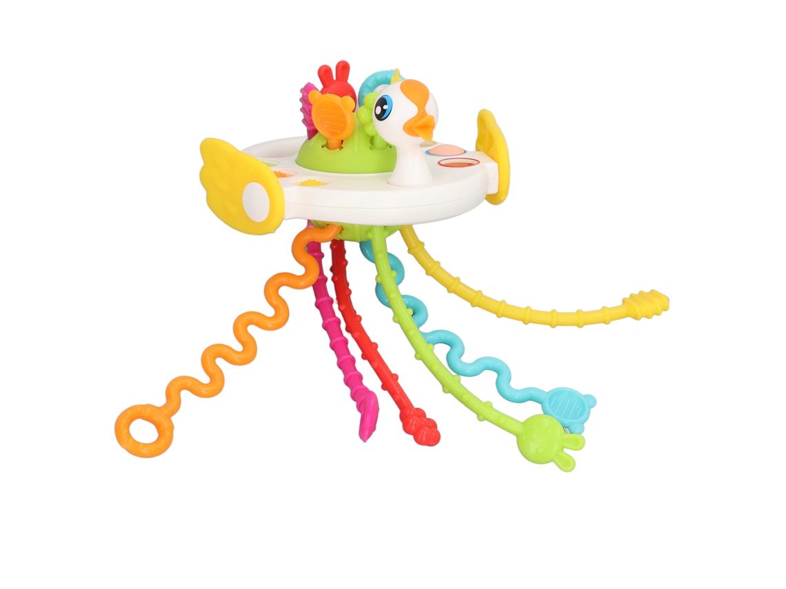 Brinquedo de corda para bebês Puxar, brinquedo sensorial educativo macio branco
