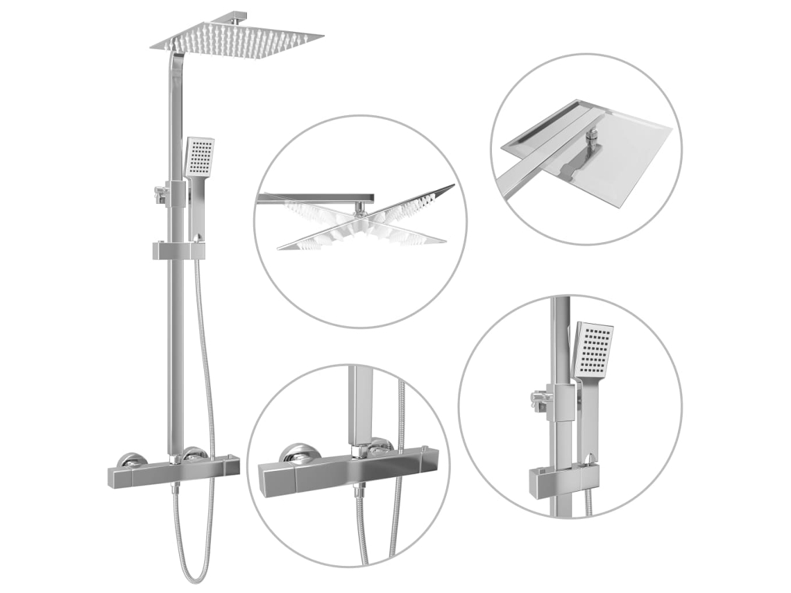 Shower Set, Shower Sets Vidaxl Prateado Aço Inoxidável