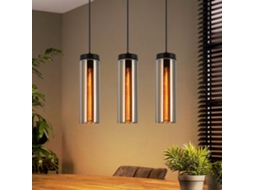 Nettlife Candeeiro Suspenso De Vidro Preto Fosco Retrô Com 3 Chamas E27 Para Mesa De Jantar, 25 W, Ip20, 32,5 Cm, Regulável, Para Uso Diário