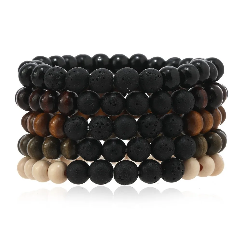 Pulseira de Contas de Madeira, Pulseira com Cruz da Árvore da Vida para Meditação de Ioga MDUG