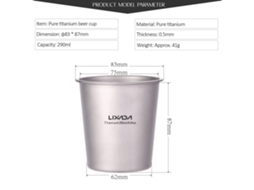 Copo de Titânio Leve 290ml para Camping e Passeios