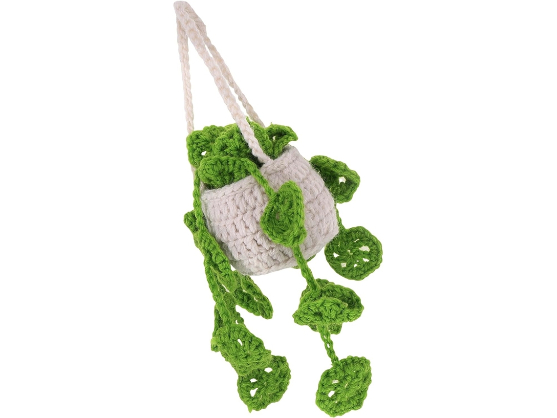 Gancho Decorativo Para Pendurar Plantas No Carro, Branco E Verde Fluorescente