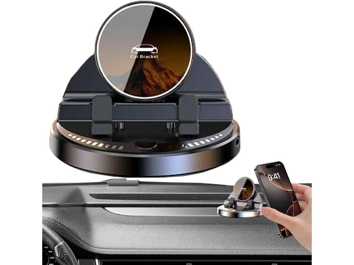 Suporte Genérico Para Smartphone De Carro 15w Carregamento Rápido Sem Fio Com Rotação 360° Carregador Veicular