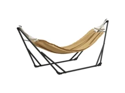 Fique em pé com rede de aço dobrável 2 em 1 para rede ou cadeira suspensa, bolsa inclusa 263x89x100 cm cáqui S/MARCA