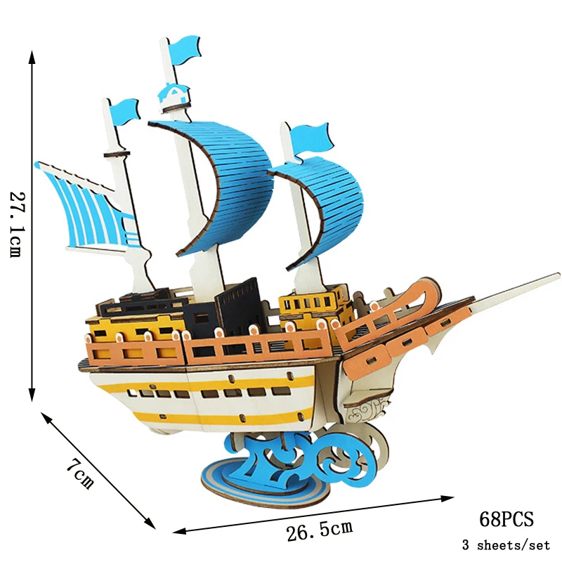 Quebra cabeça 3d de Madeira de Barco À Vela para Montar Modelo de Navio MDUG (barco À Vela)