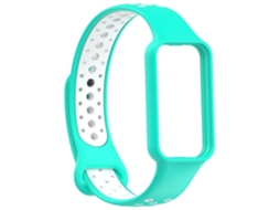 Pulseira De Relógio Lurelia Em Silicone Compatível Com Xiaomi Smart Band 8 Active/redmi Band 2, Macia E Durável Ciano E Branco