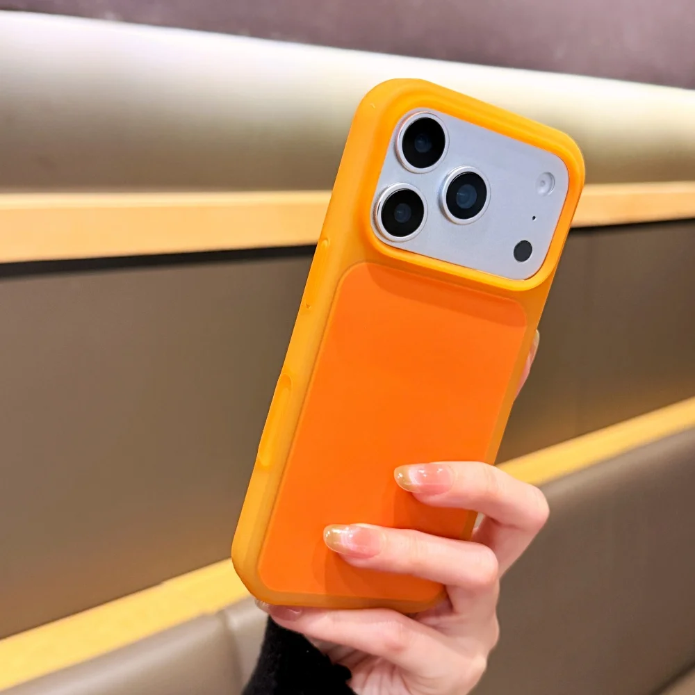 (iphone 15 Pro Max Laranja) Capa De Celular Em Cores Vibrantes, Com Estrutura Protetora De Silicone Macio À Prova De Choque.
