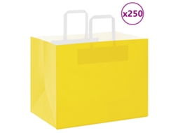 Vidaxl Sacos De Papel 250 Unid Com Alças Amarelo 32x22x24 Cm